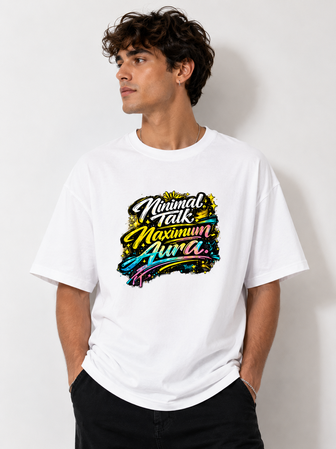 Minimal Talk Maximum Aura Graphic Streetwear Oversized T-shirt UNISEX