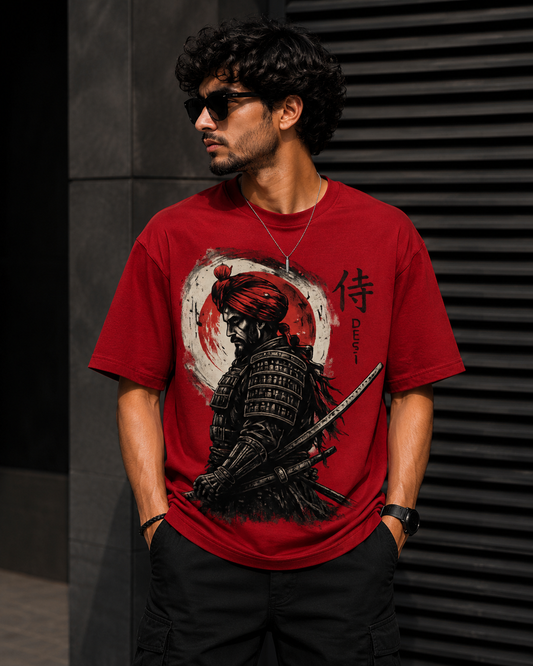 Samurai Spirit Oversized White Graphic T-Shirt for UNISEX
