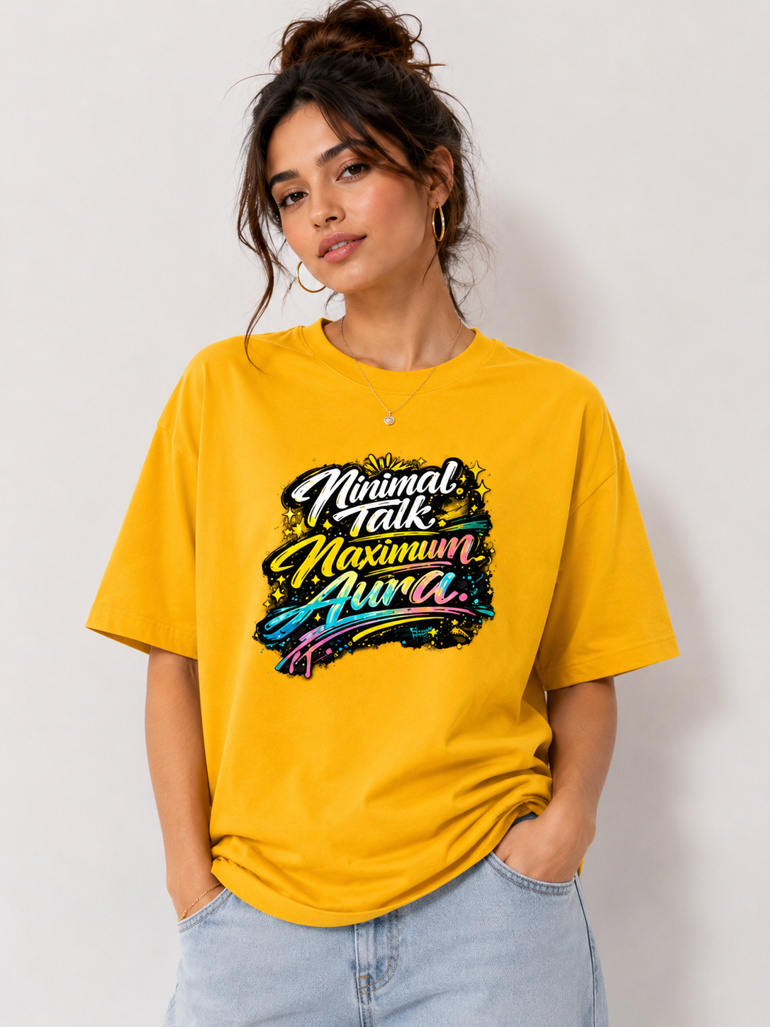 Minimal Talk Maximum Aura Graphic Streetwear Oversized T-shirt UNISEX