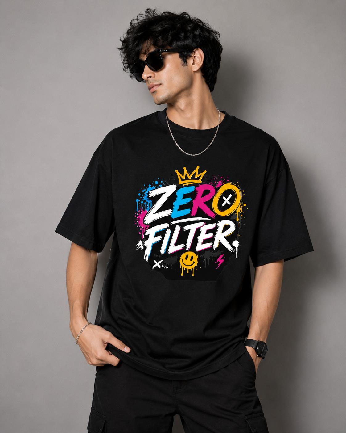 Zero Filter Graphic Streetwear Unisex Oversized  T-Shirt