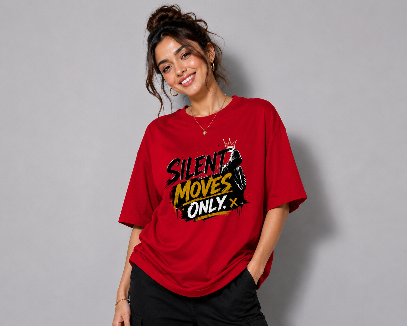Silent Moves Only Graphic Streetwear Unisex Oversized  T-Shirt