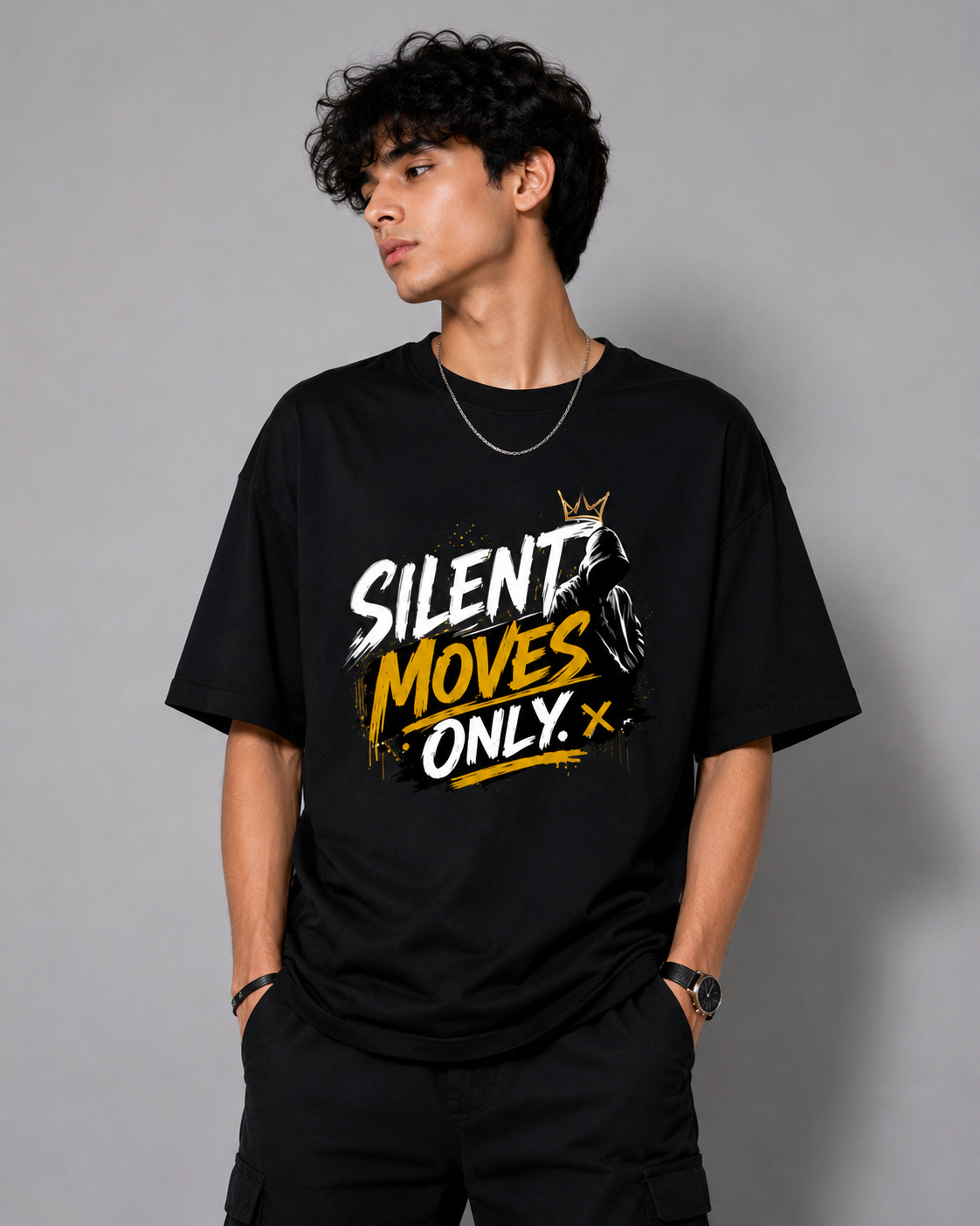 Silent Moves Only Graphic Streetwear Unisex Oversized  T-Shirt
