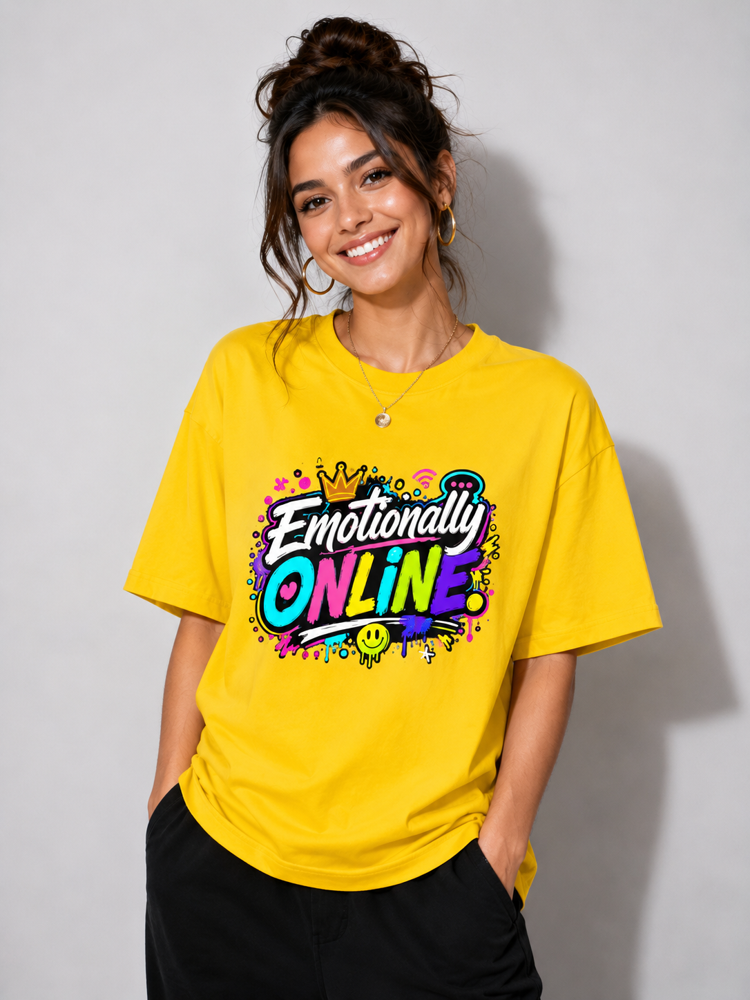 Emotionally Online Graphic Gen Z  Unisex Oversized T-Shirt