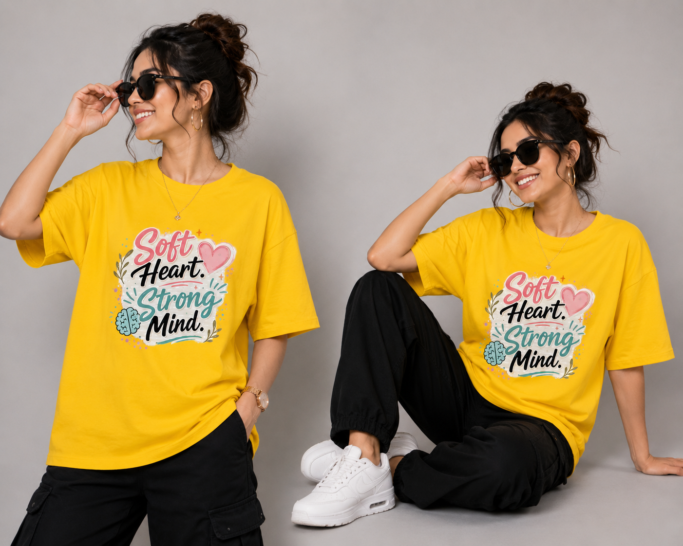 Soft Heart Strong Mind Graphic Unisex Oversized  T-Shirt
