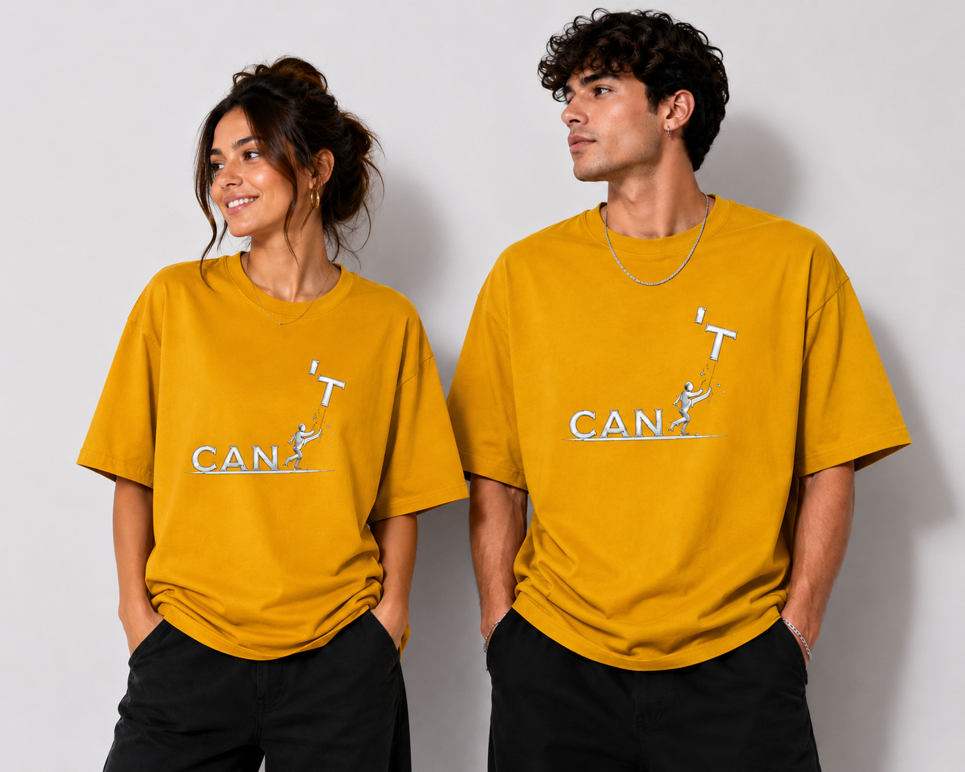 I CAN Motivational Minimal Graphic  Unisex Oversized  T-Shirt