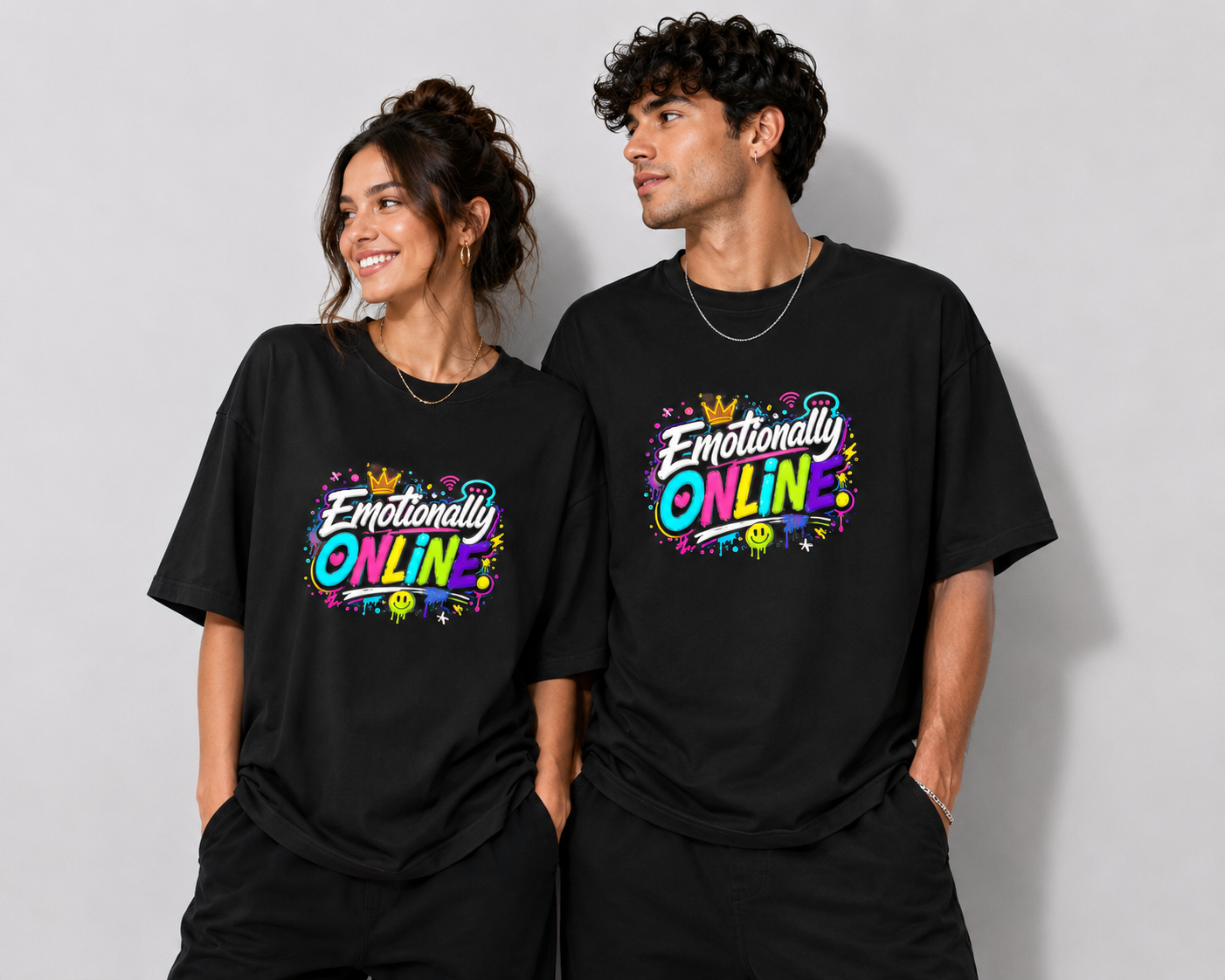 Emotionally Online Graphic Gen Z  Unisex Oversized T-Shirt