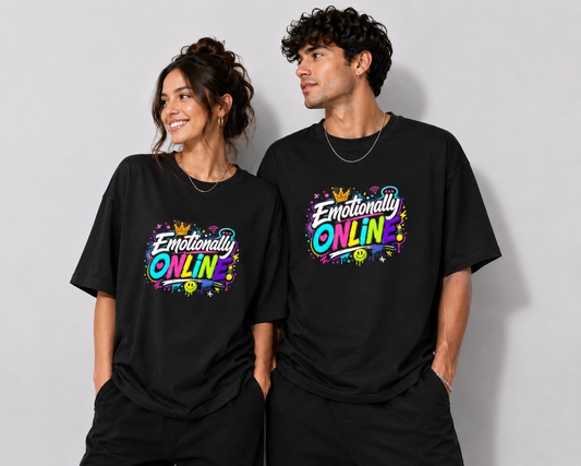 Emotionally Online Graphic Gen Z  Unisex Oversized T-Shirt