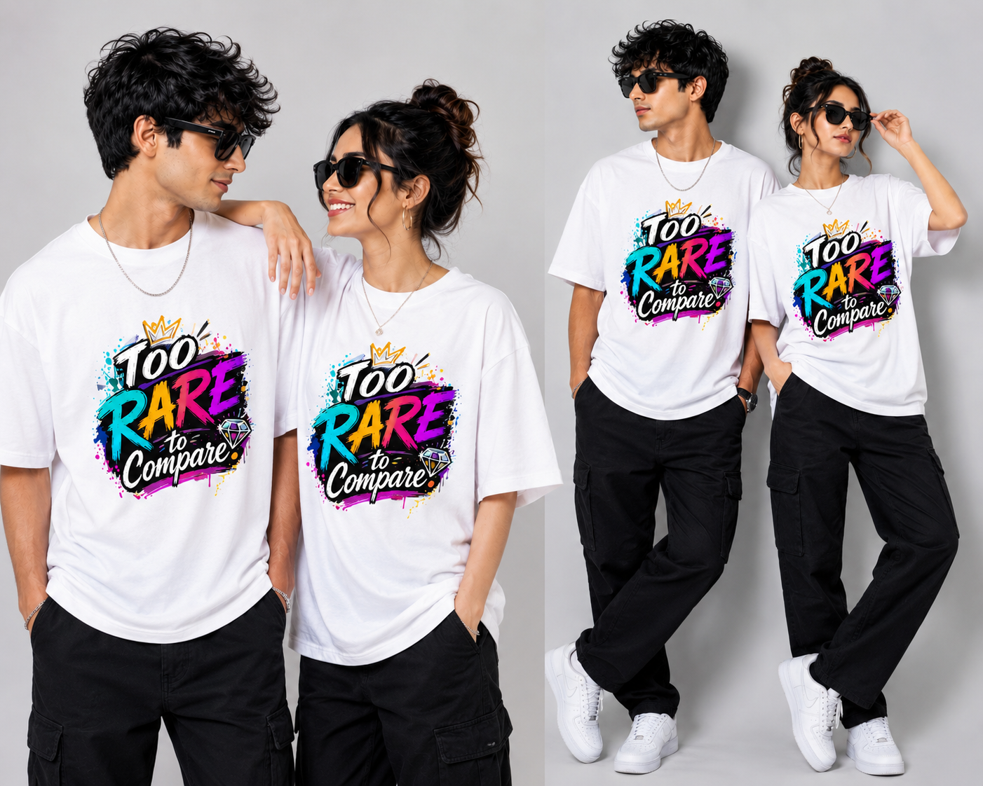 Too Rare to Compare Graphic Streetwear  Unisex Oversized T-Shirt
