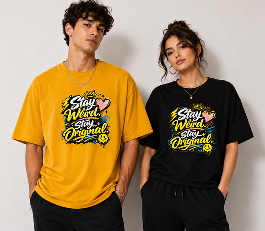 Stay Weird Stay Original Graphic Streetwear  Unisex Oversized T-Shirt