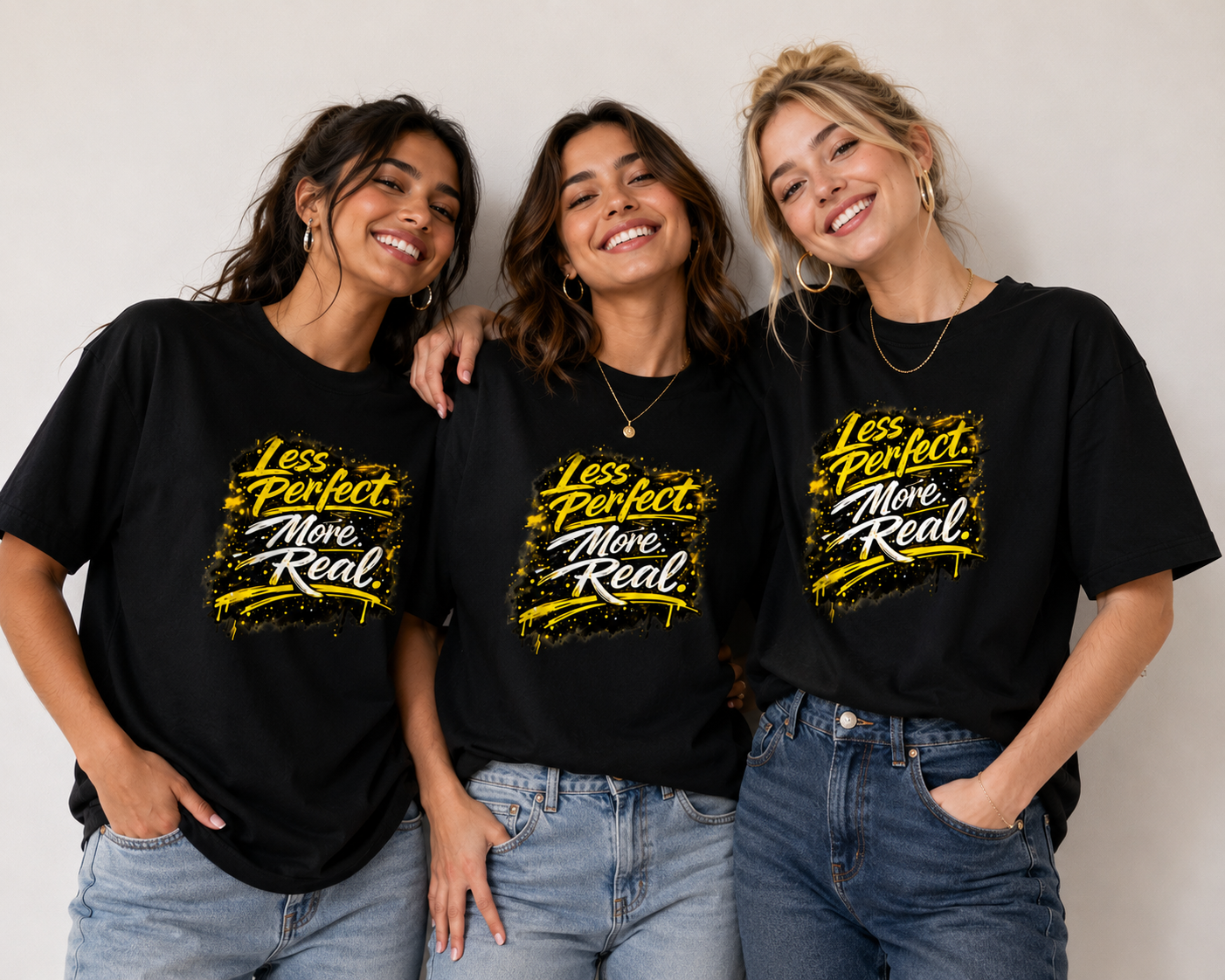 Less Perfect More Real Motivational Graphic UNISEX Oversized Classic T-Shirt