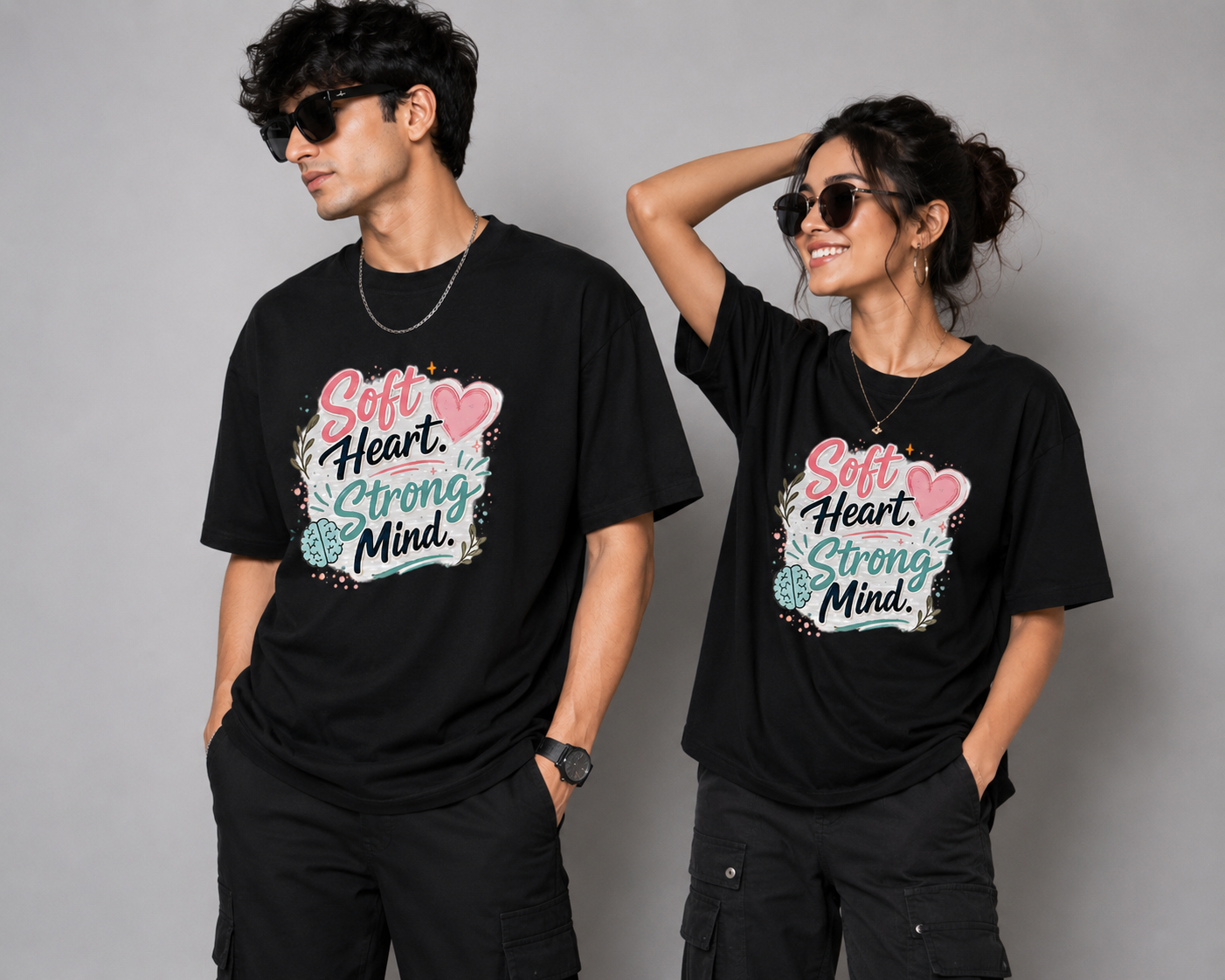 Soft Heart Strong Mind Graphic Unisex Oversized  T-Shirt