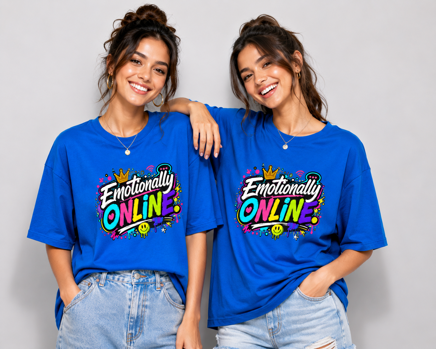 Emotionally Online Graphic Gen Z  Unisex Oversized T-Shirt
