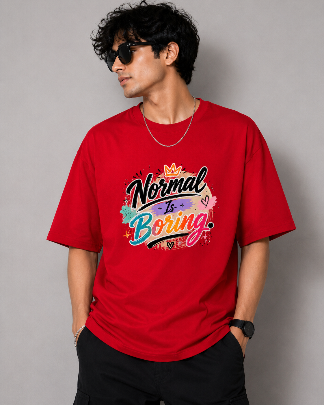 Normal Is Boring Graphic Streetwear  Unisex Oversized  T-Shirt