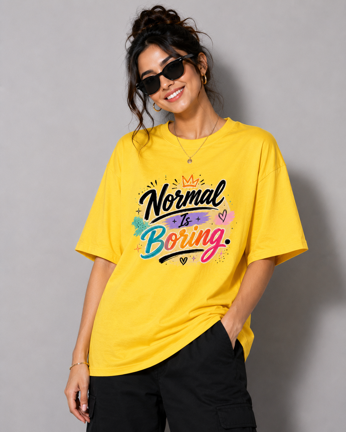 Normal Is Boring Graphic Streetwear  Unisex Oversized  T-Shirt