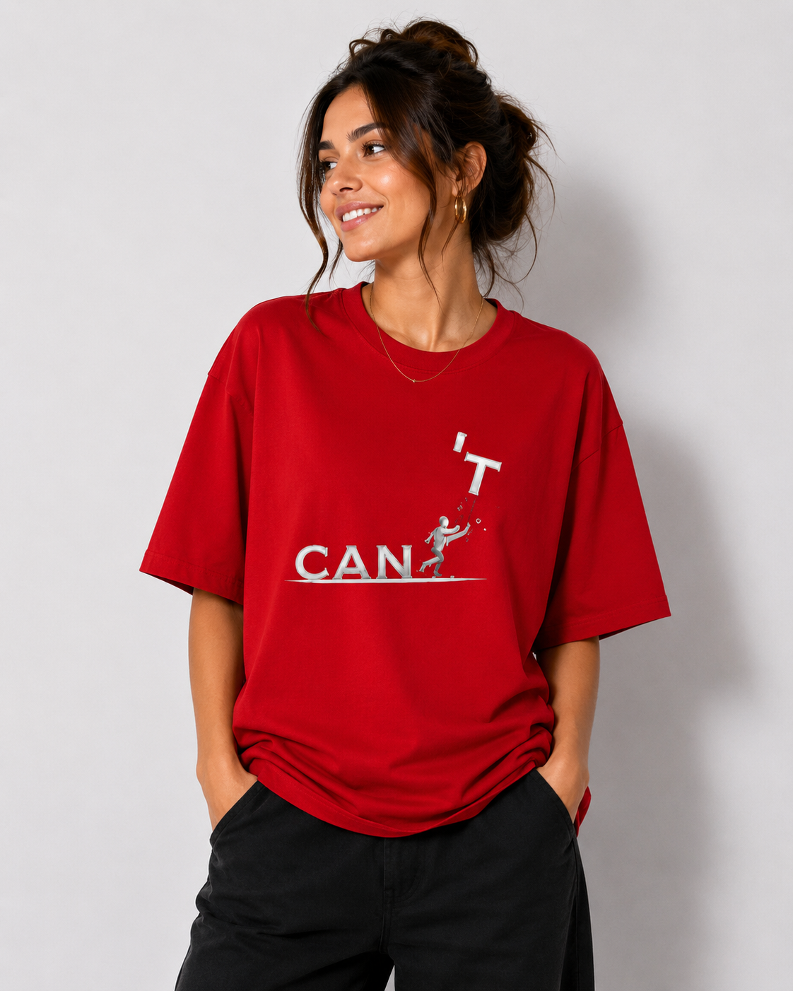 I CAN Motivational Minimal Graphic  Unisex Oversized  T-Shirt