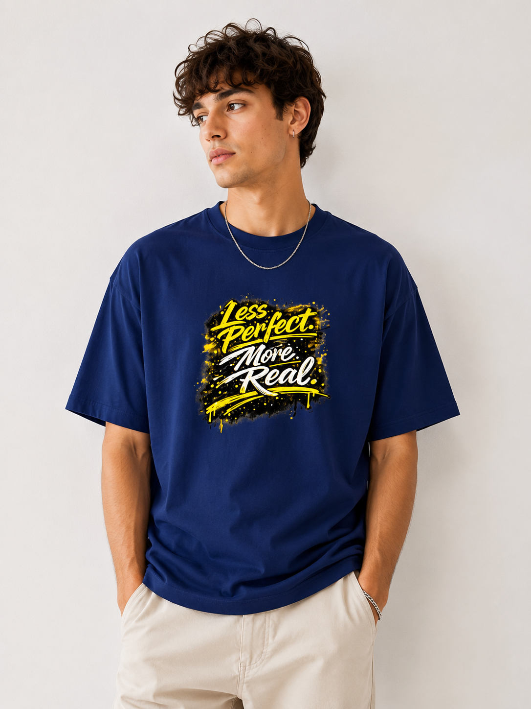 Less Perfect More Real Motivational Graphic UNISEX Oversized Classic T-Shirt