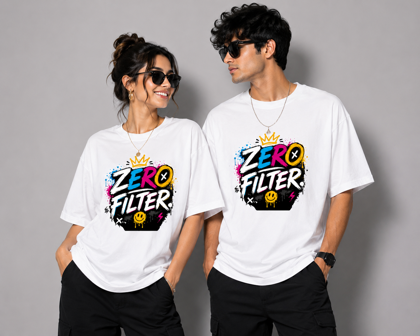 Zero Filter Graphic Streetwear Unisex Oversized  T-Shirt