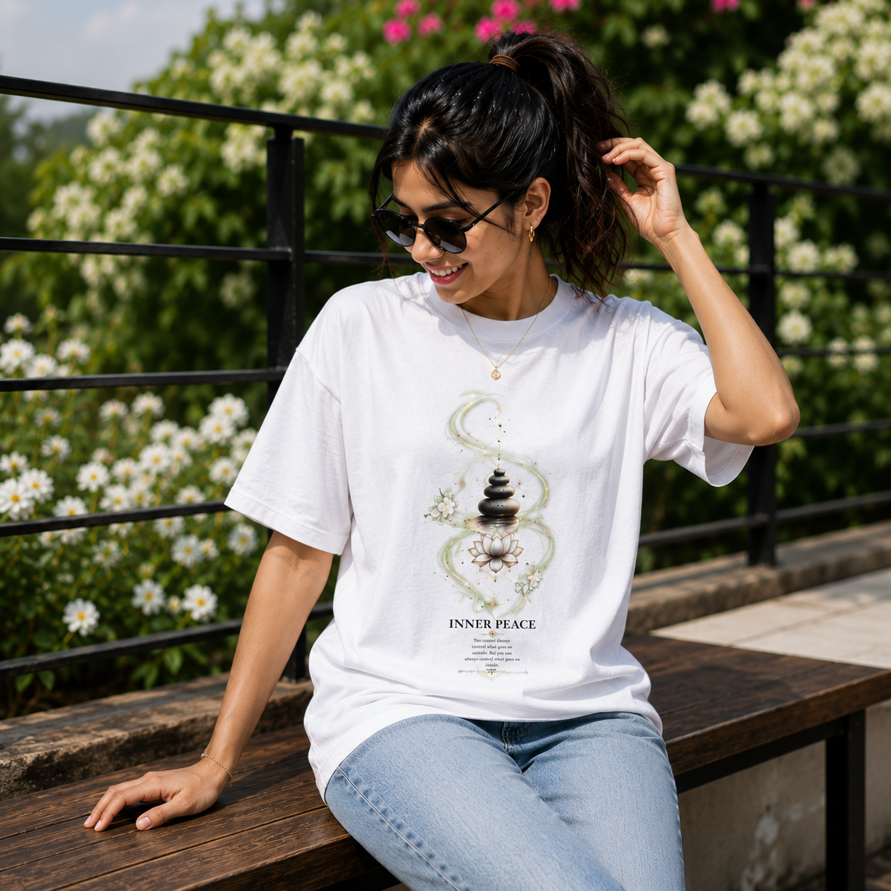 Inner Peace Spiritual Lotus Graphic Unisex Classic Crew T-Shirt for Men & Women