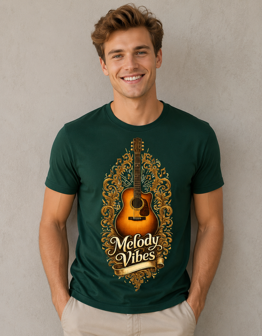 Melody Vibes Acoustic Guitar Unisex Classic Crew Art T-Shirt
