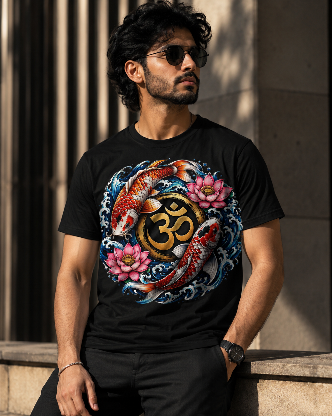 Om Koi Fish Spiritual Unisex Classic Crew T-Shirts for Men & Women