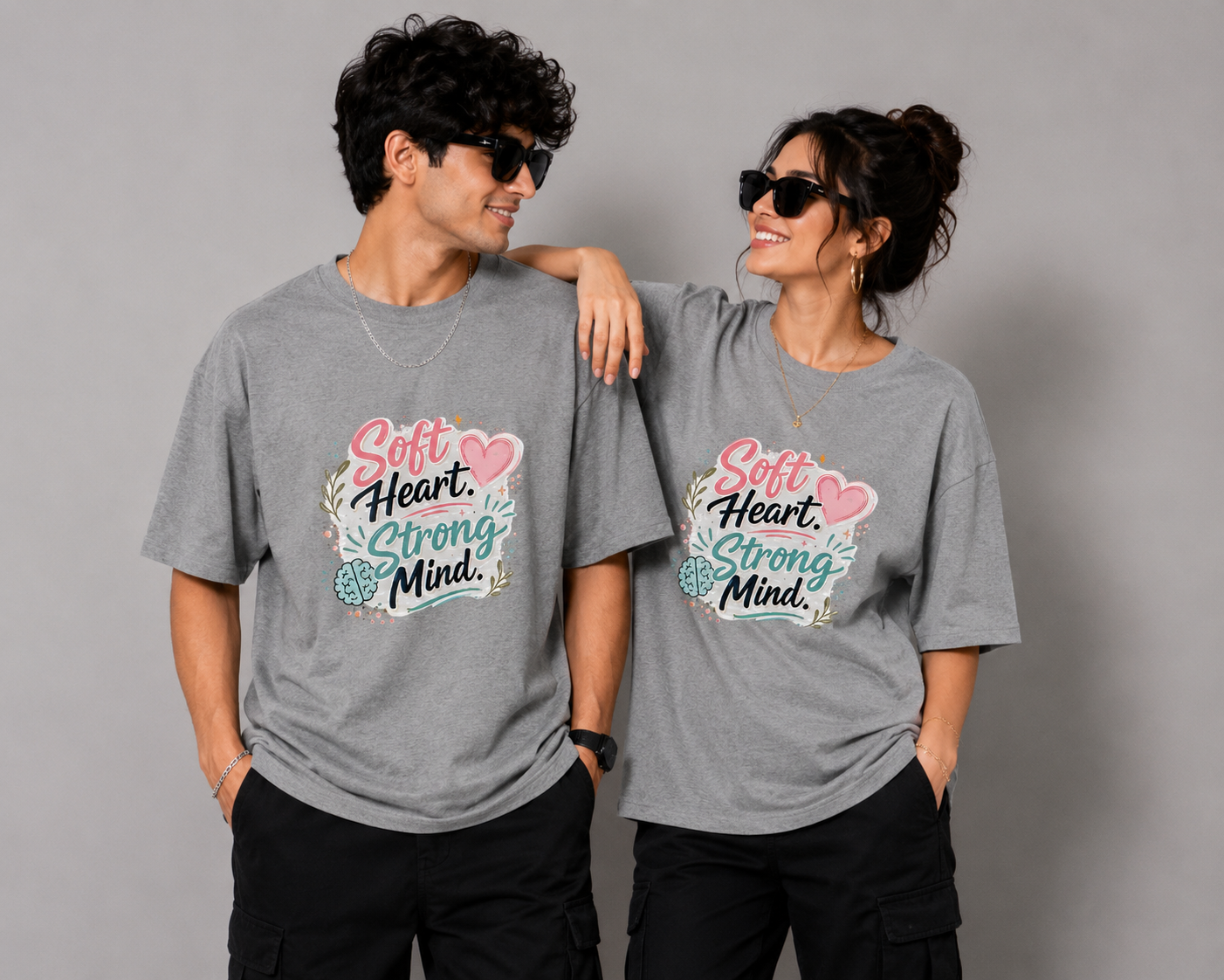 Soft Heart Strong Mind Graphic Unisex Oversized  T-Shirt