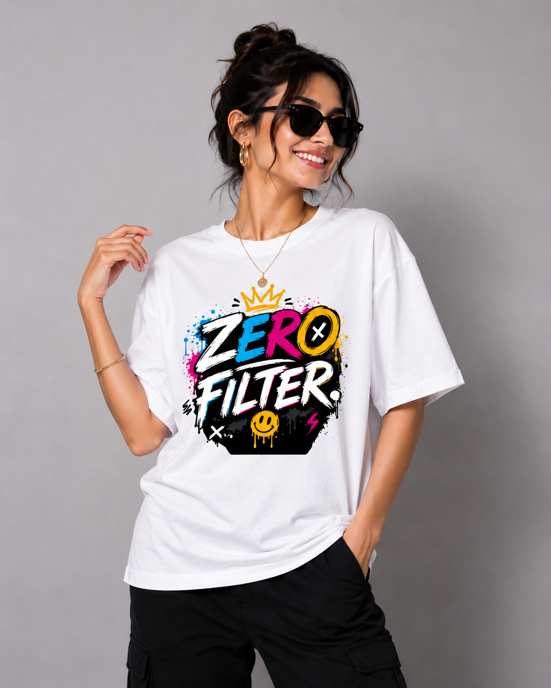 Zero Filter Graphic Streetwear Unisex Oversized  T-Shirt