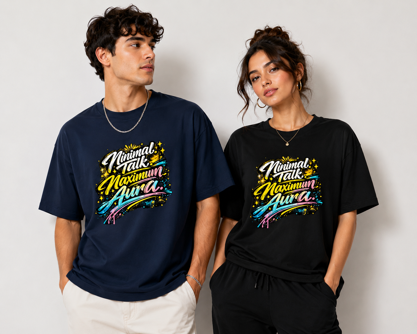Minimal Talk Maximum Aura Graphic Streetwear Oversized T-shirt UNISEX
