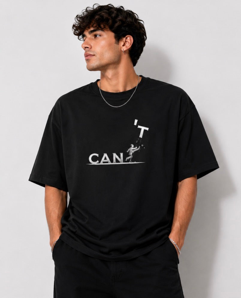 I CAN Motivational Minimal Graphic  Unisex Oversized  T-Shirt