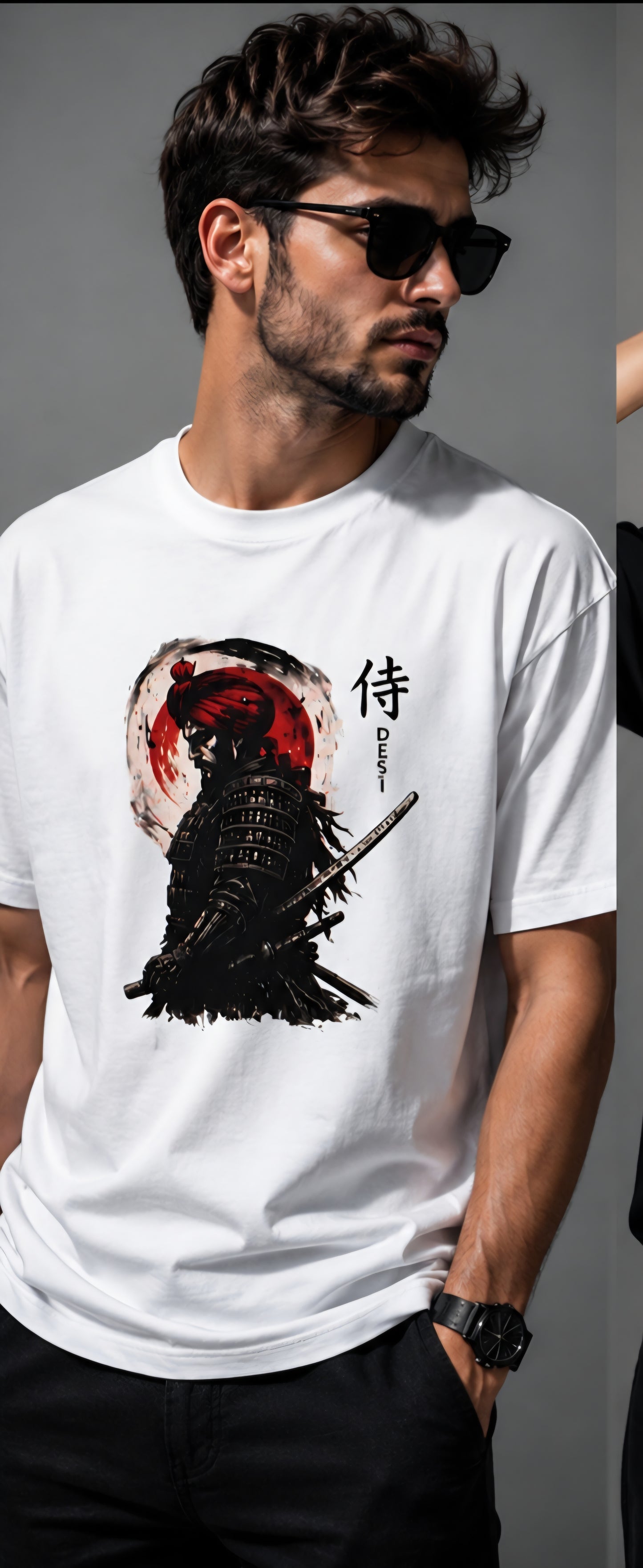 Samurai Spirit Oversized White Graphic T-Shirt for UNISEX
