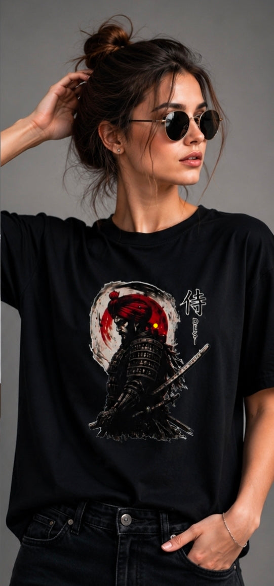 Samurai Spirit Oversized White Graphic T-Shirt for UNISEX