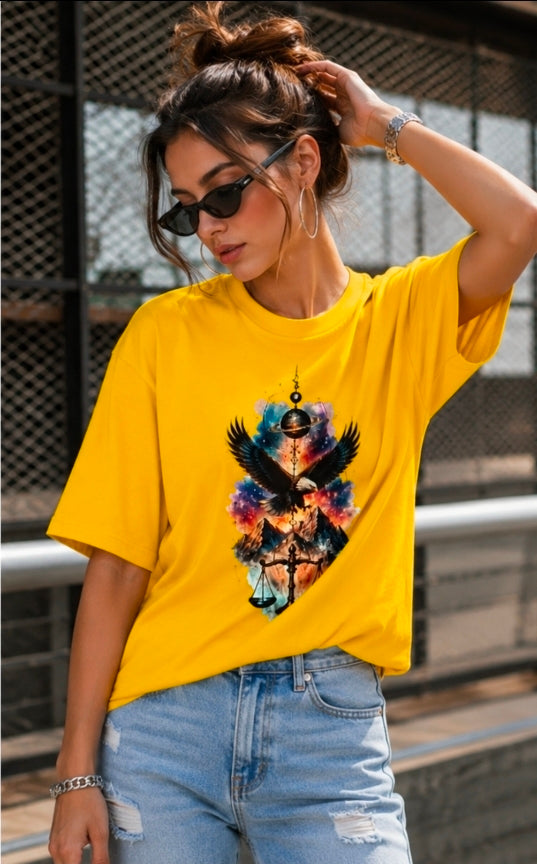 Cosmic Justice Oversized White Graphic T-Shirt for UNISEX