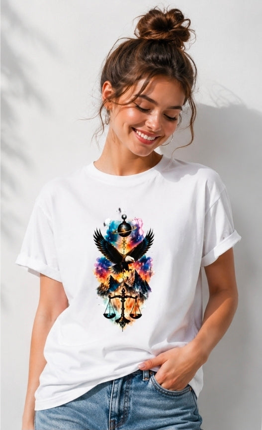 Cosmic Justice Oversized White Graphic T-Shirt for UNISEX