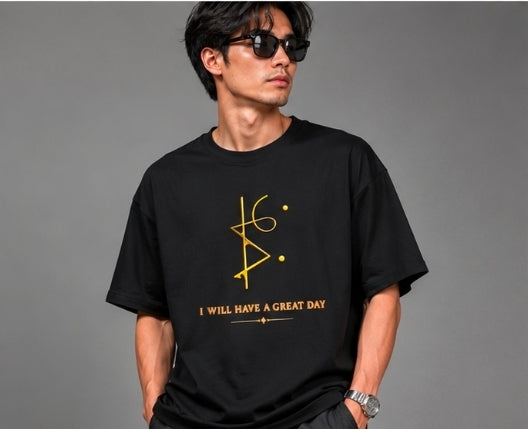 I Will Have a Great Day Oversized Yellow Minimal Graphic T-Shirt for UNISEX