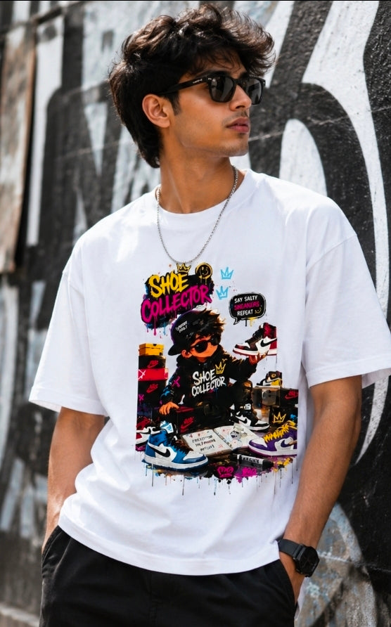 Shoe Collector Oversized Black Graphic T-Shirt for UNISEX