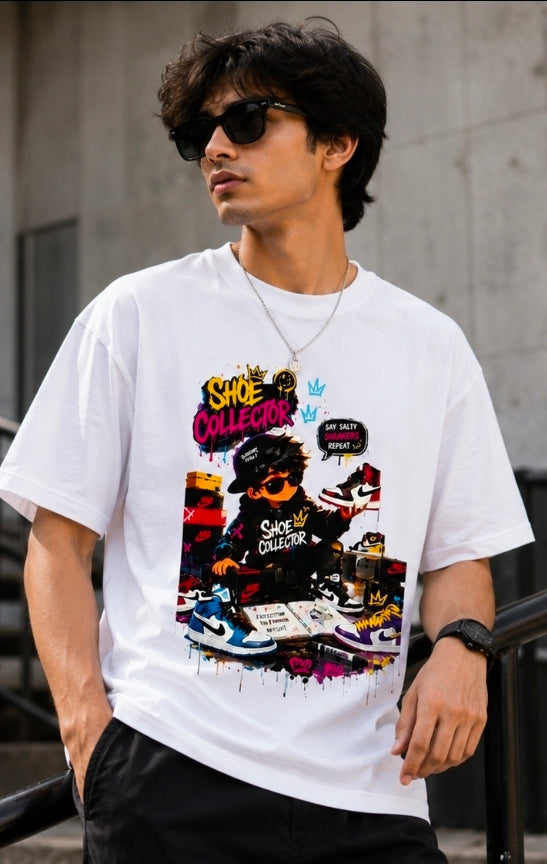 Shoe Collector Oversized Black Graphic T-Shirt for UNISEX
