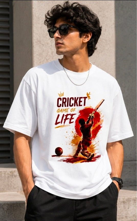 Cricket Game of Life Oversized Yellow T-Shirt for UNISEX