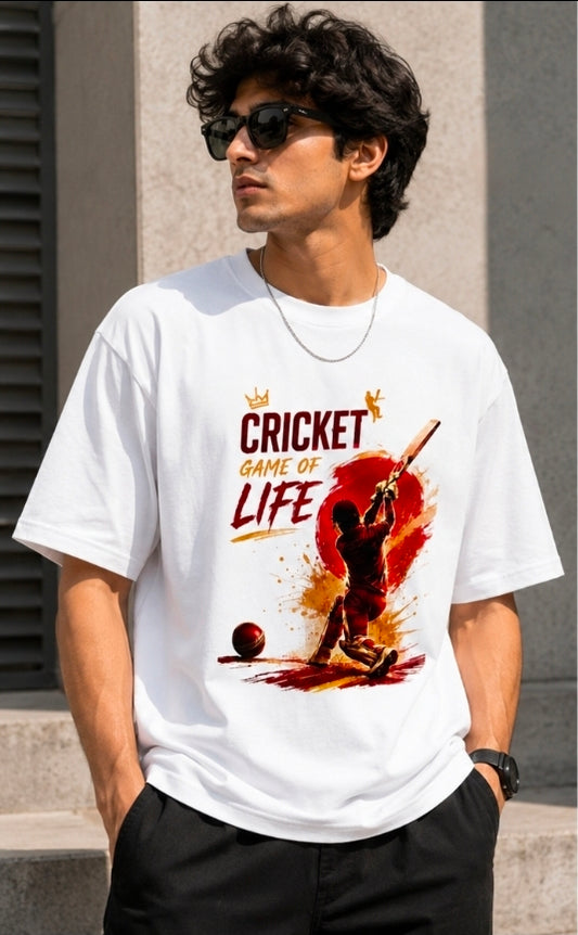 Cricket Game of Life Oversized Yellow T-Shirt for UNISEX