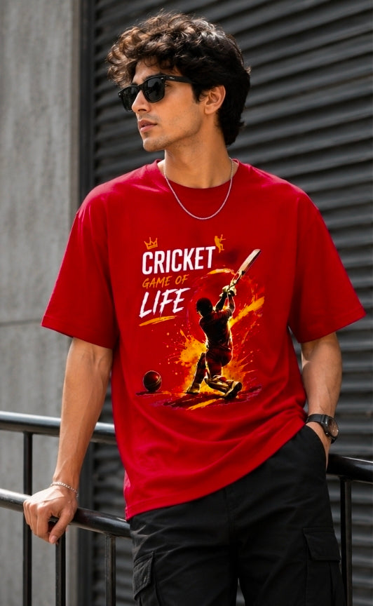 Cricket Game of Life Oversized Yellow T-Shirt for UNISEX