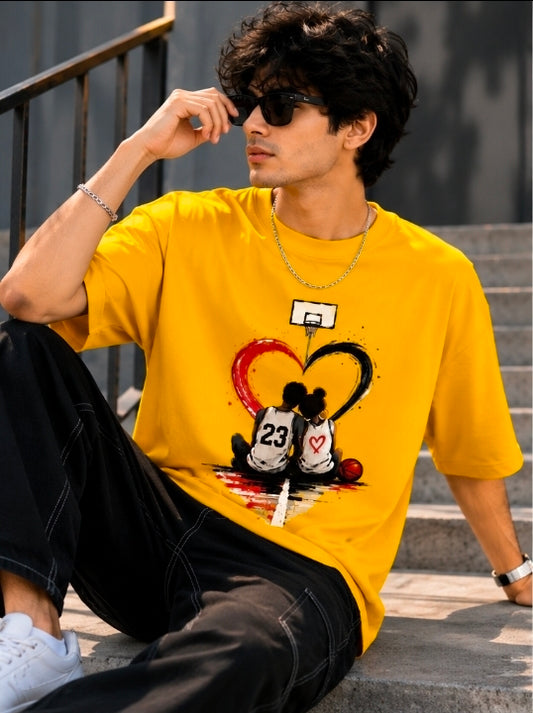 Basketball Love Oversized Graphic T-Shirt – Sports Couple Aesthetic Tee