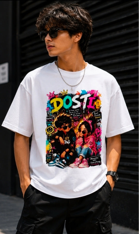 Dosti Anime Graphic Oversized T-Shirt – Friendship Streetwear Tee