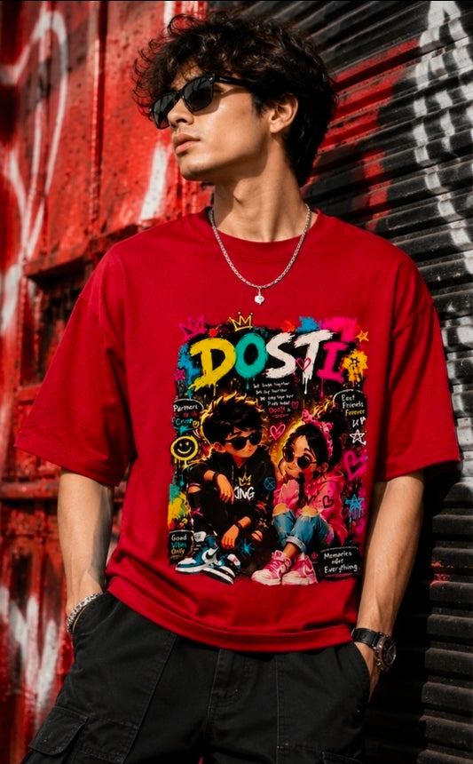 Dosti Anime Graphic Oversized T-Shirt – Friendship Streetwear Tee