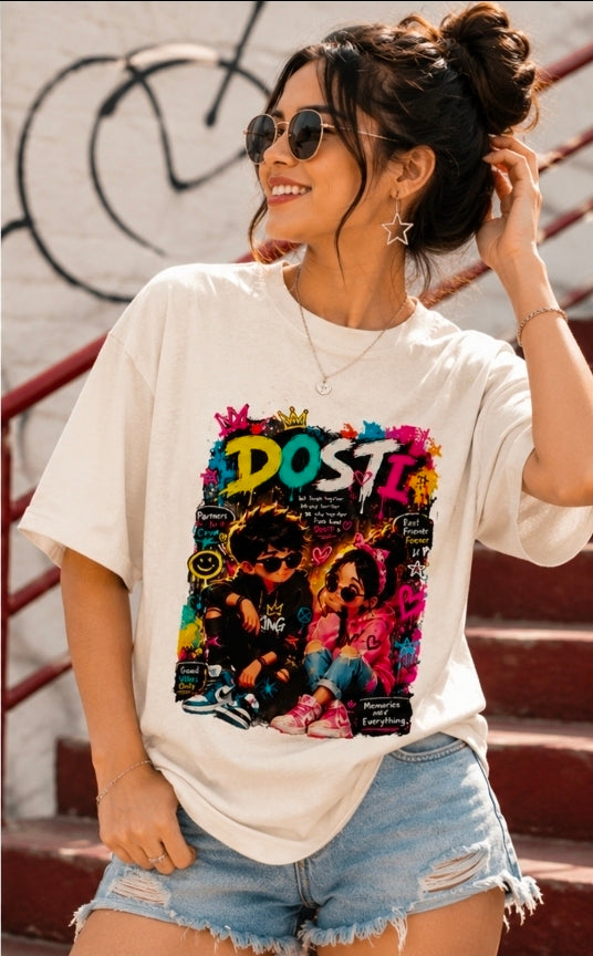 Dosti Anime Graphic Oversized T-Shirt – Friendship Streetwear Tee